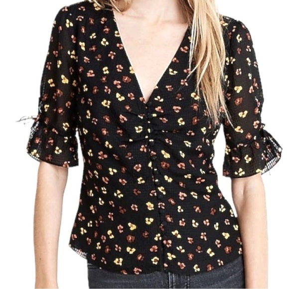Madewell Silk Daylight Tie-Sleeve Top in Feline Floral - Picture 4 of 15